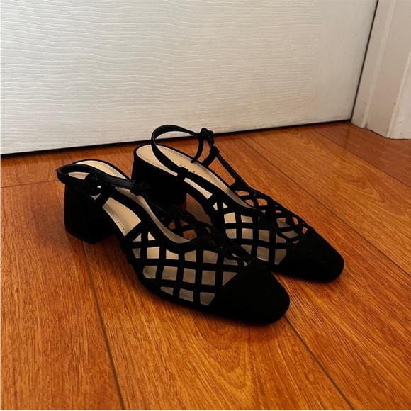 Zara cutout Elegant Black Women's Slingback Heels - Picture 3 of 3